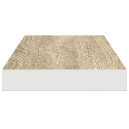 vidaXL Floating Wall Shelves 2 pcs Oak and White 60x23.5x3.8 cm MDF