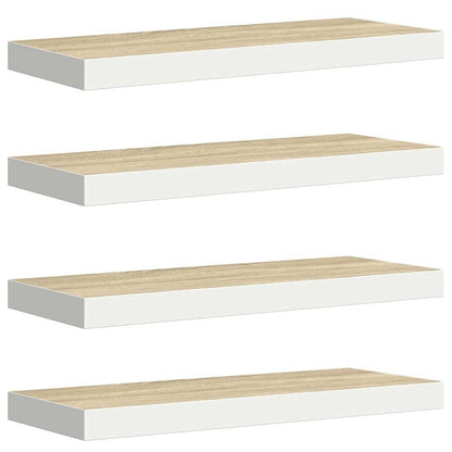 326578 vidaXL Floating Wall Shelves 4 pcs Oak and White 60x23,5x3,8 cm MDF