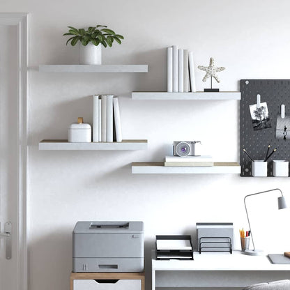 326578 vidaXL Floating Wall Shelves 4 pcs Oak and White 60x23,5x3,8 cm MDF