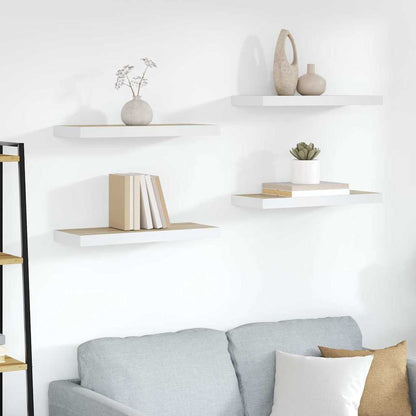 vidaXL Floating Wall Shelves 4 pcs Oak and White 60x23.5x3.8 cm MDF