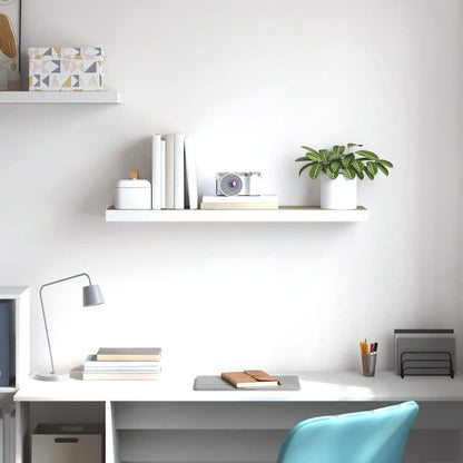 vidaXL Floating Wall Shelf Oak and White 80x23.5x3.8 cm MDF