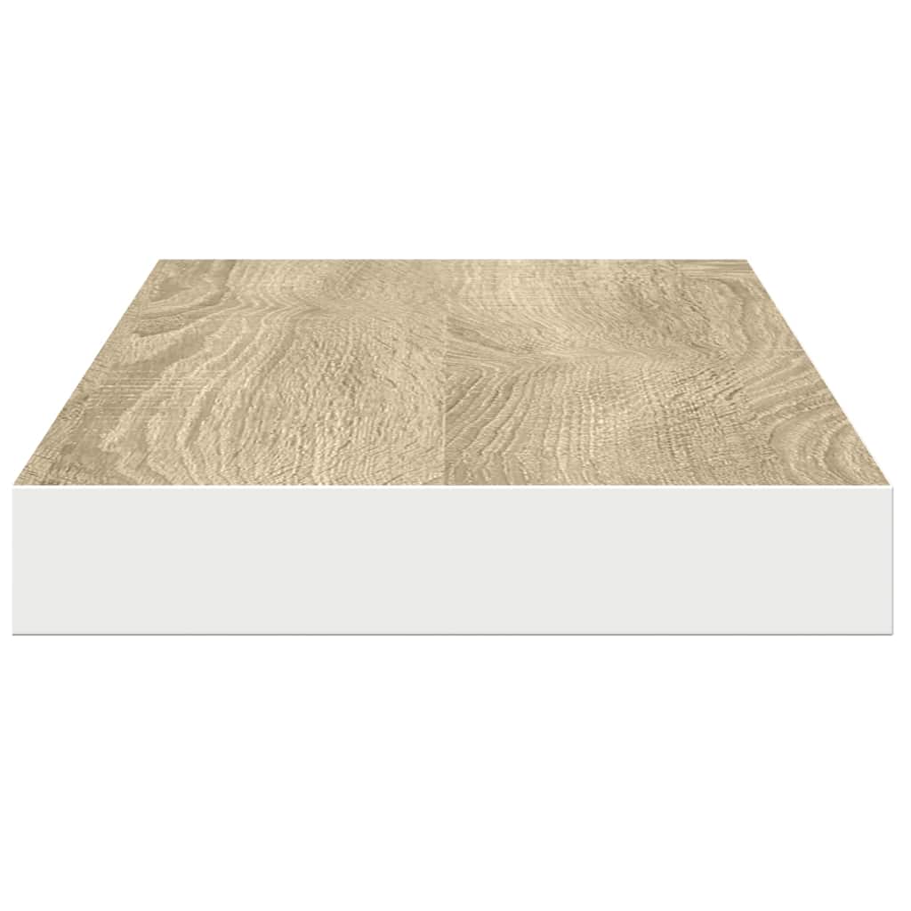 vidaXL Floating Wall Shelf Oak and White 80x23.5x3.8 cm MDF
