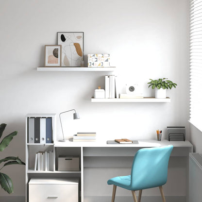 vidaXL Floating Wall Shelves 2 pcs Oak and White 80x23.5x3.8 cm MDF