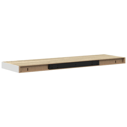 326580 vidaXL Floating Wall Shelves 2 pcs Oak and White 80x23,5x3,8 cm MDF