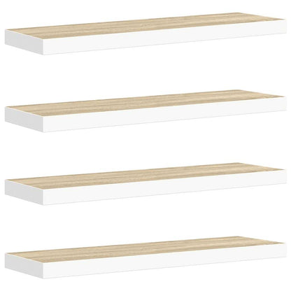 vidaXL Floating Wall Shelves 4 pcs Oak and White 80x23.5x3.8 cm MDF