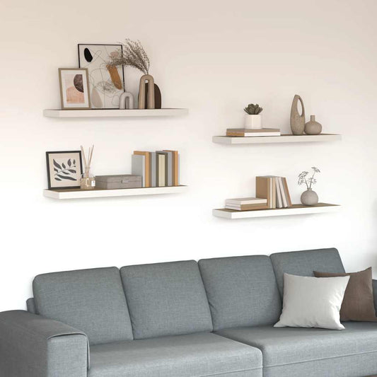 vidaXL Floating Wall Shelves 4 pcs Oak and White 80x23.5x3.8 cm MDF
