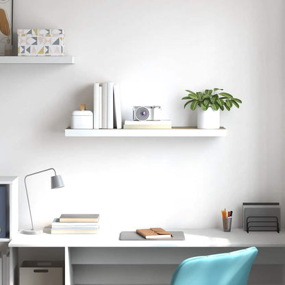 vidaXL Floating Wall Shelf Oak and White 90x23.5x3.8 cm MDF