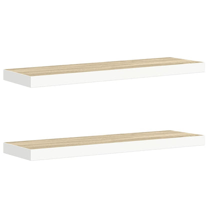 326583 vidaXL Floating Wall Shelves 2 pcs Oak and White 90x23,5x3,8 cm MDF