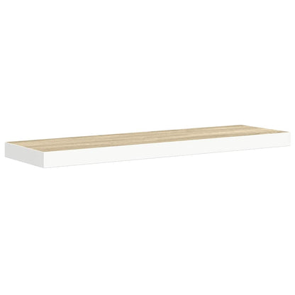 vidaXL Floating Wall Shelves 2 pcs Oak and White 90x23.5x3.8 cm MDF