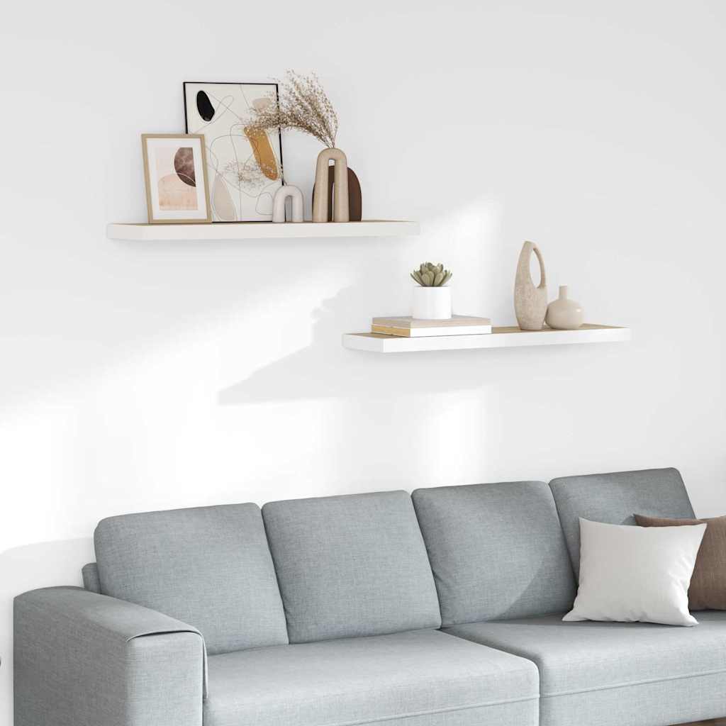 326583 vidaXL Floating Wall Shelves 2 pcs Oak and White 90x23,5x3,8 cm MDF