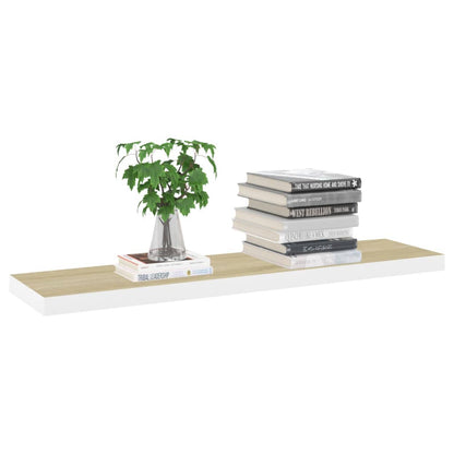 vidaXL Floating Wall Shelves 4 pcs Oak and White 90x23.5x3.8 cm MDF