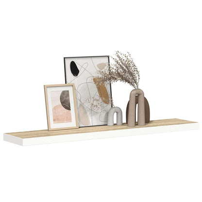 vidaXL Floating Wall Shelf Oak and White 120x23.5x3.8 cm MDF
