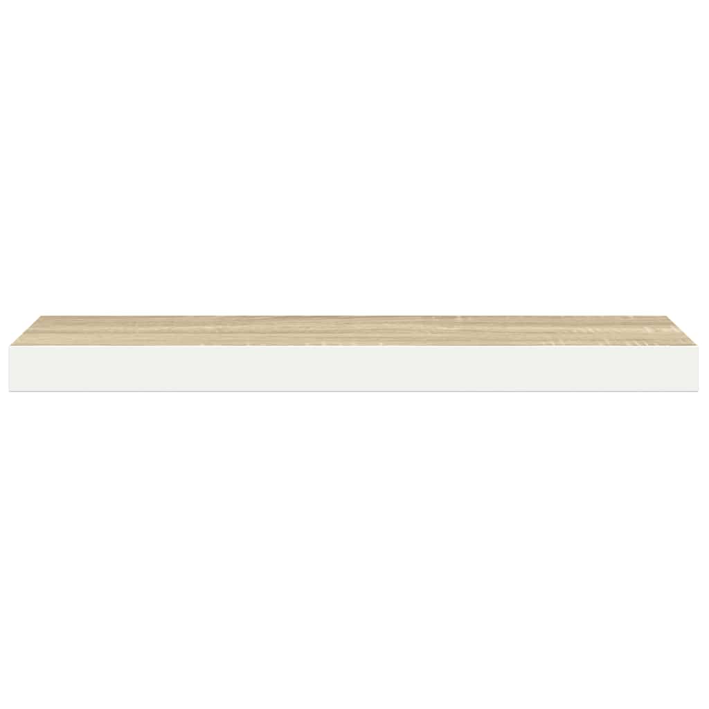 vidaXL Floating Wall Shelf Oak and White 120x23.5x3.8 cm MDF