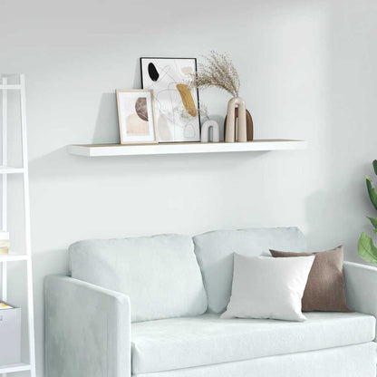 vidaXL Floating Wall Shelf Oak and White 120x23.5x3.8 cm MDF