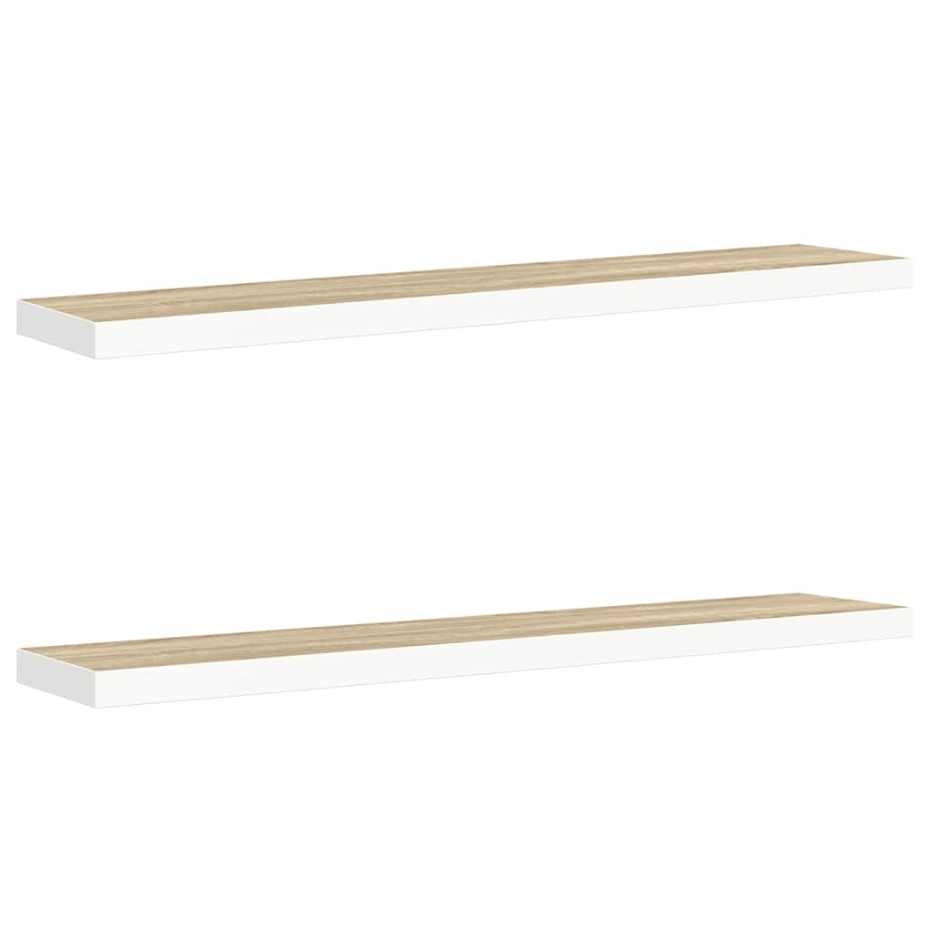 326586 vidaXL Floating Wall Shelves 2 pcs Oak and White 120x23,5x3,8 cm MDF