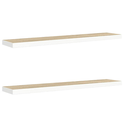 326586 vidaXL Floating Wall Shelves 2 pcs Oak and White 120x23,5x3,8 cm MDF