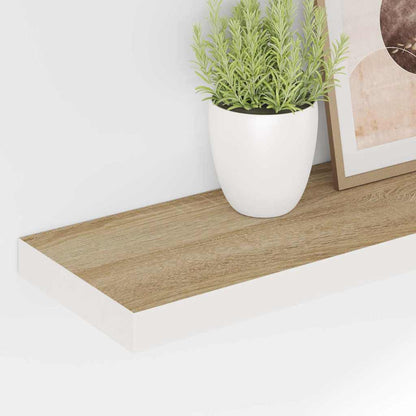 326586 vidaXL Floating Wall Shelves 2 pcs Oak and White 120x23,5x3,8 cm MDF