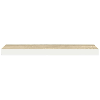 vidaXL Floating Wall Shelves 2 pcs Oak and White 120x23.5x3.8 cm MDF