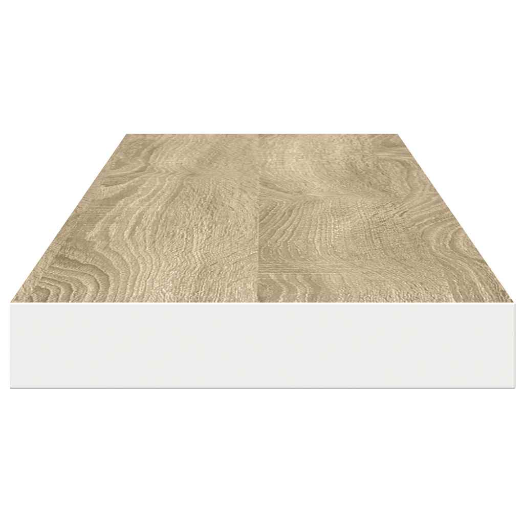 vidaXL Floating Wall Shelves 2 pcs Oak and White 120x23.5x3.8 cm MDF