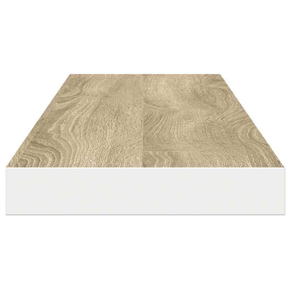 vidaXL Floating Wall Shelves 2 pcs Oak and White 120x23.5x3.8 cm MDF