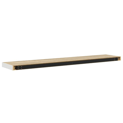 vidaXL Floating Wall Shelves 2 pcs Oak and White 120x23.5x3.8 cm MDF