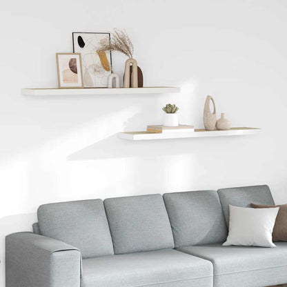 vidaXL Floating Wall Shelves 2 pcs Oak and White 120x23.5x3.8 cm MDF