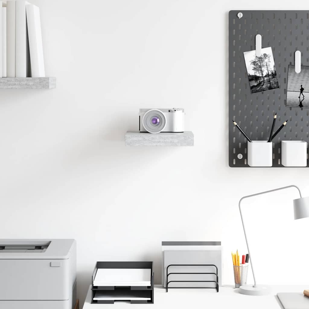 vidaXL Floating Wall Shelf Concrete Grey 23x23.5x3.8 cm MDF