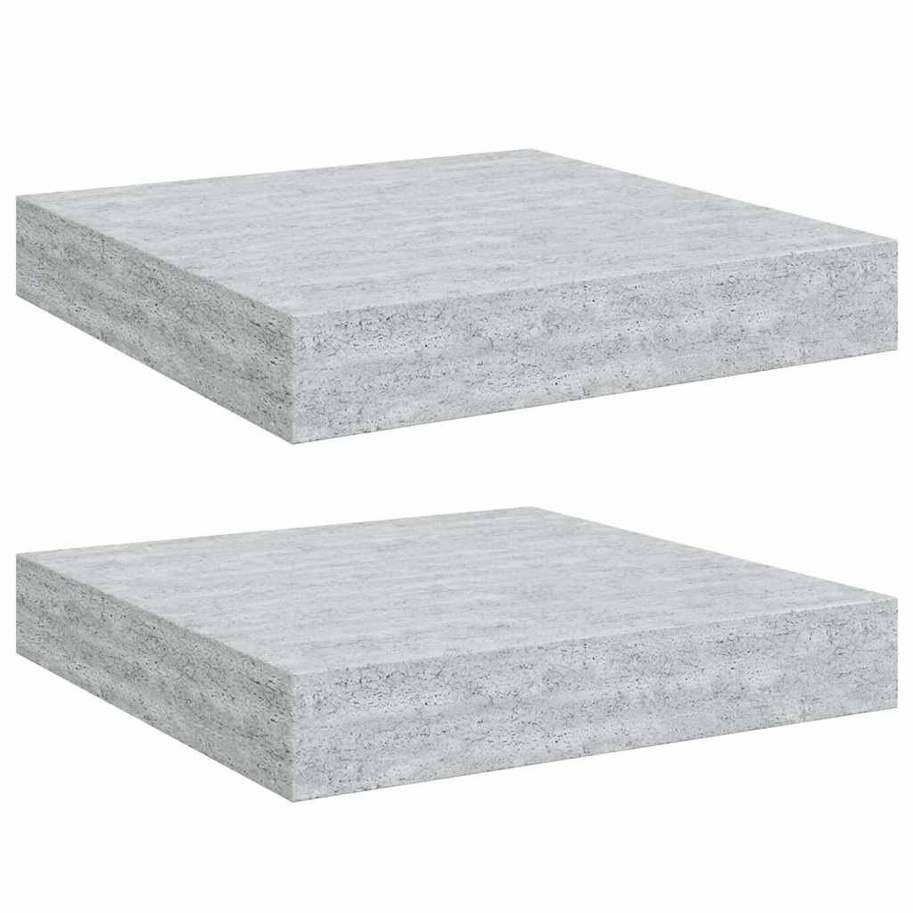 326589 vidaXL Floating Wall Shelves 2 pcs Concrete Grey 23x23,5x3,8 cm MDF