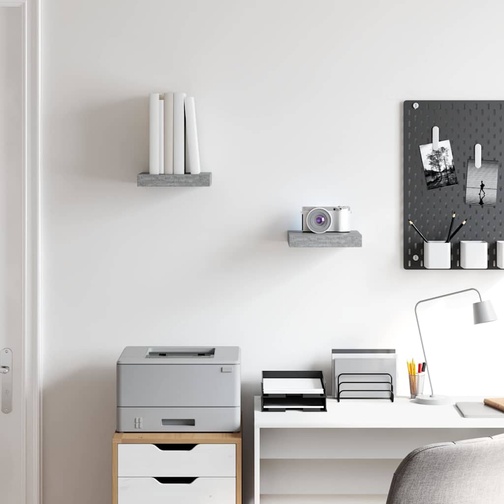 326589 vidaXL Floating Wall Shelves 2 pcs Concrete Grey 23x23,5x3,8 cm MDF