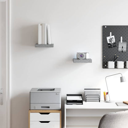 326589 vidaXL Floating Wall Shelves 2 pcs Concrete Grey 23x23,5x3,8 cm MDF