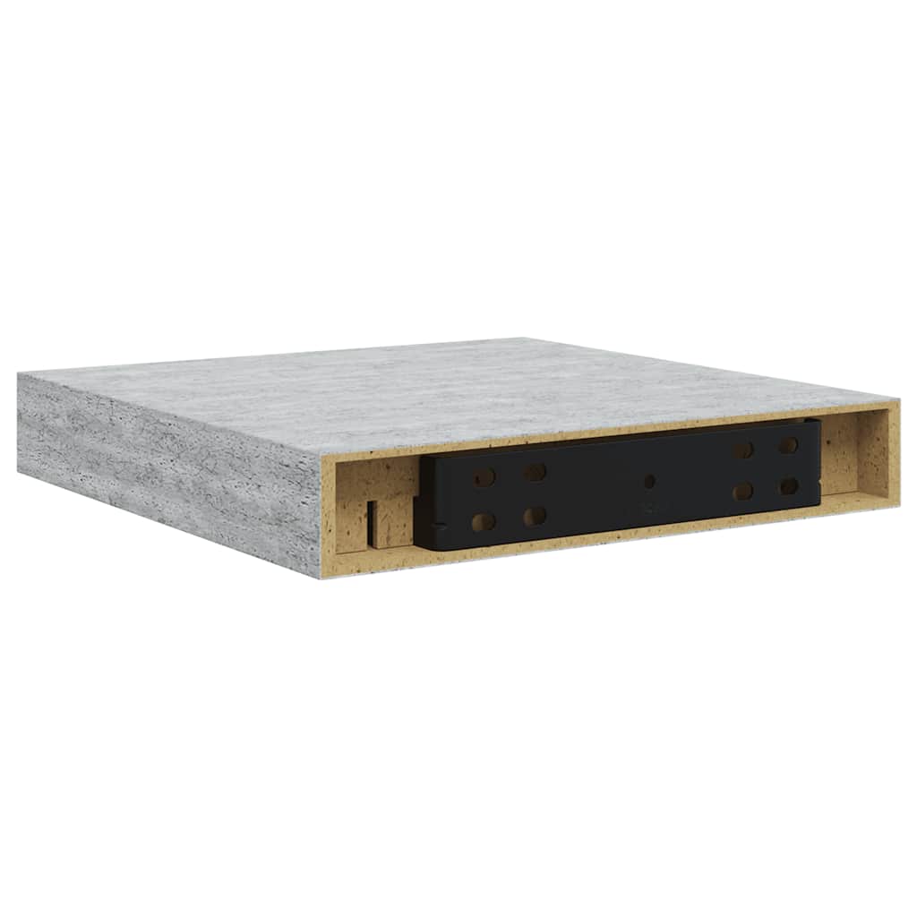 vidaXL Floating Wall Shelves 2 pcs Concrete Grey 23x23.5x3.8 cm MDF