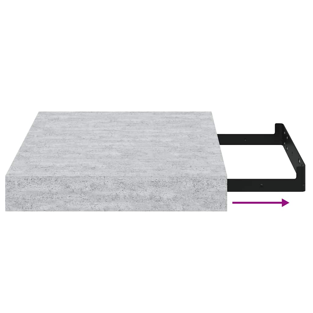 vidaXL Floating Wall Shelves 2 pcs Concrete Grey 23x23.5x3.8 cm MDF