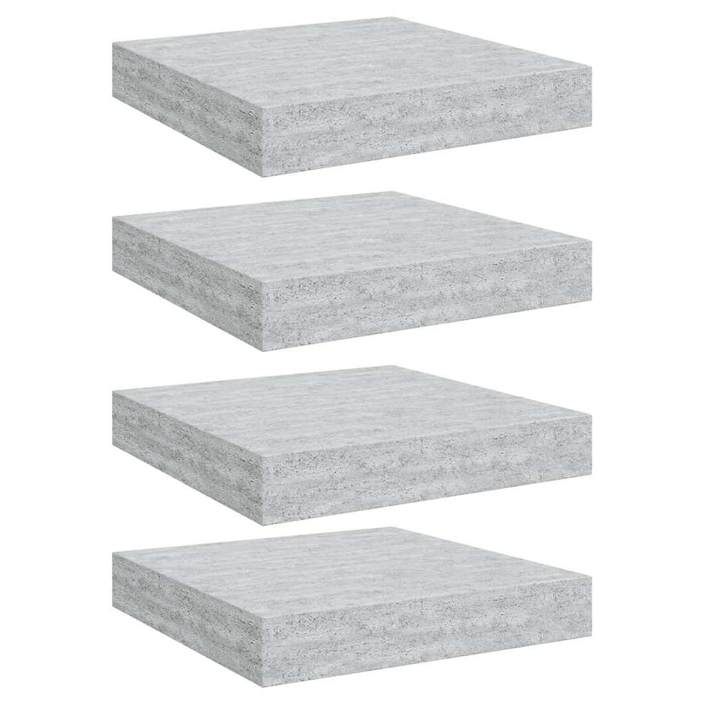 326590 vidaXL Floating Wall Shelves 4 pcs Concrete Grey 23x23,5x3,8 cm MDF