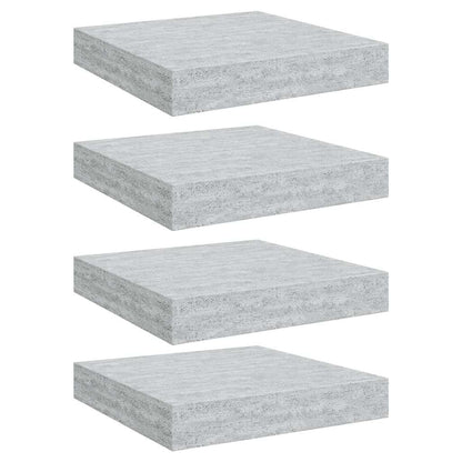 326590 vidaXL Floating Wall Shelves 4 pcs Concrete Grey 23x23,5x3,8 cm MDF