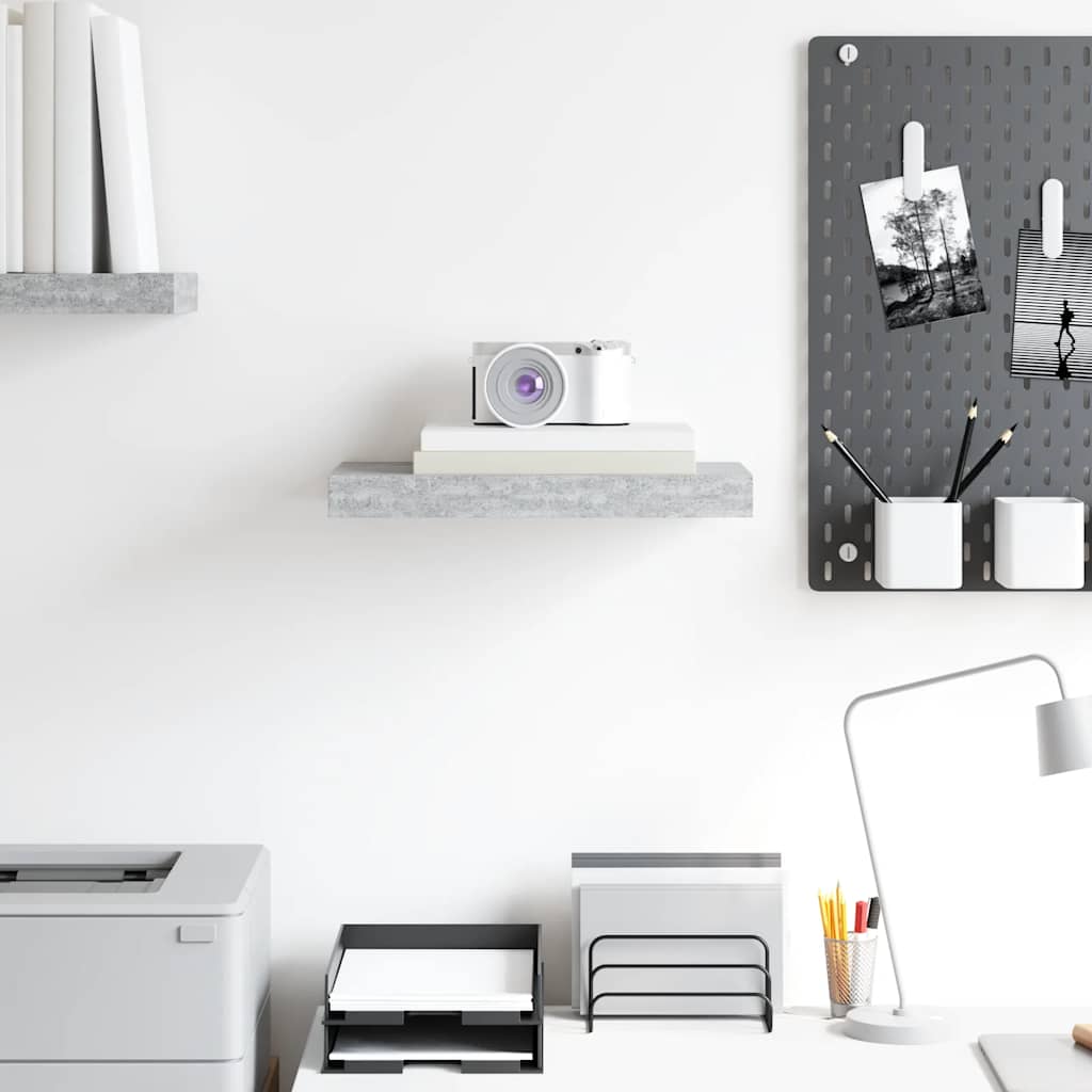 vidaXL Floating Wall Shelf Concrete Grey 40x23x3.8 cm MDF