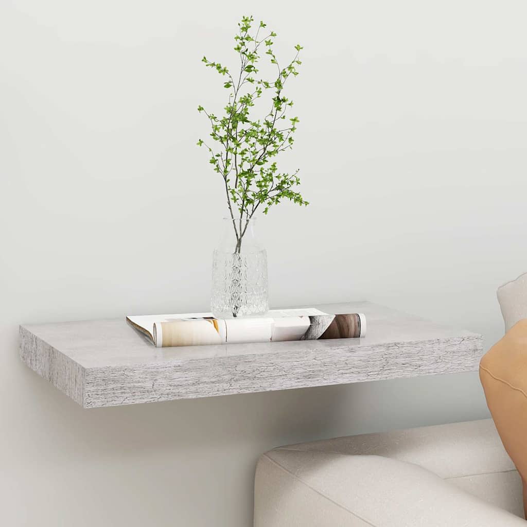 vidaXL Floating Wall Shelf Concrete Grey 50x23.5x3.8 cm MDF