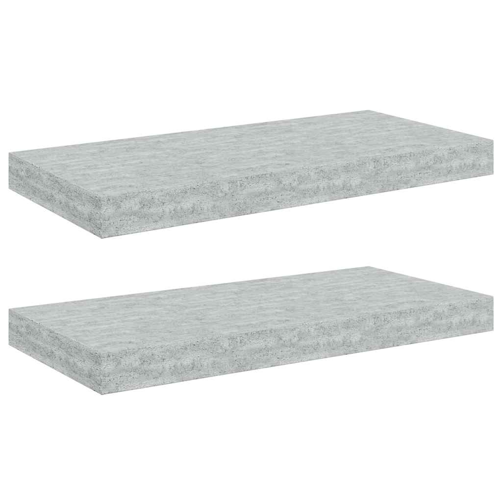 vidaXL Floating Wall Shelves 2 pcs Concrete Grey 50x23.5x3.8 cm MDF