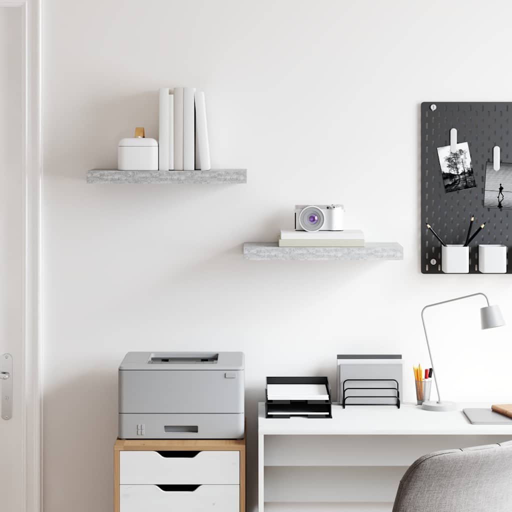 vidaXL Floating Wall Shelves 2 pcs Concrete Grey 50x23.5x3.8 cm MDF