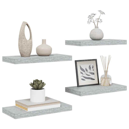 vidaXL Floating Wall Shelves 4 pcs Concrete Grey 50x23x3.8 cm MDF