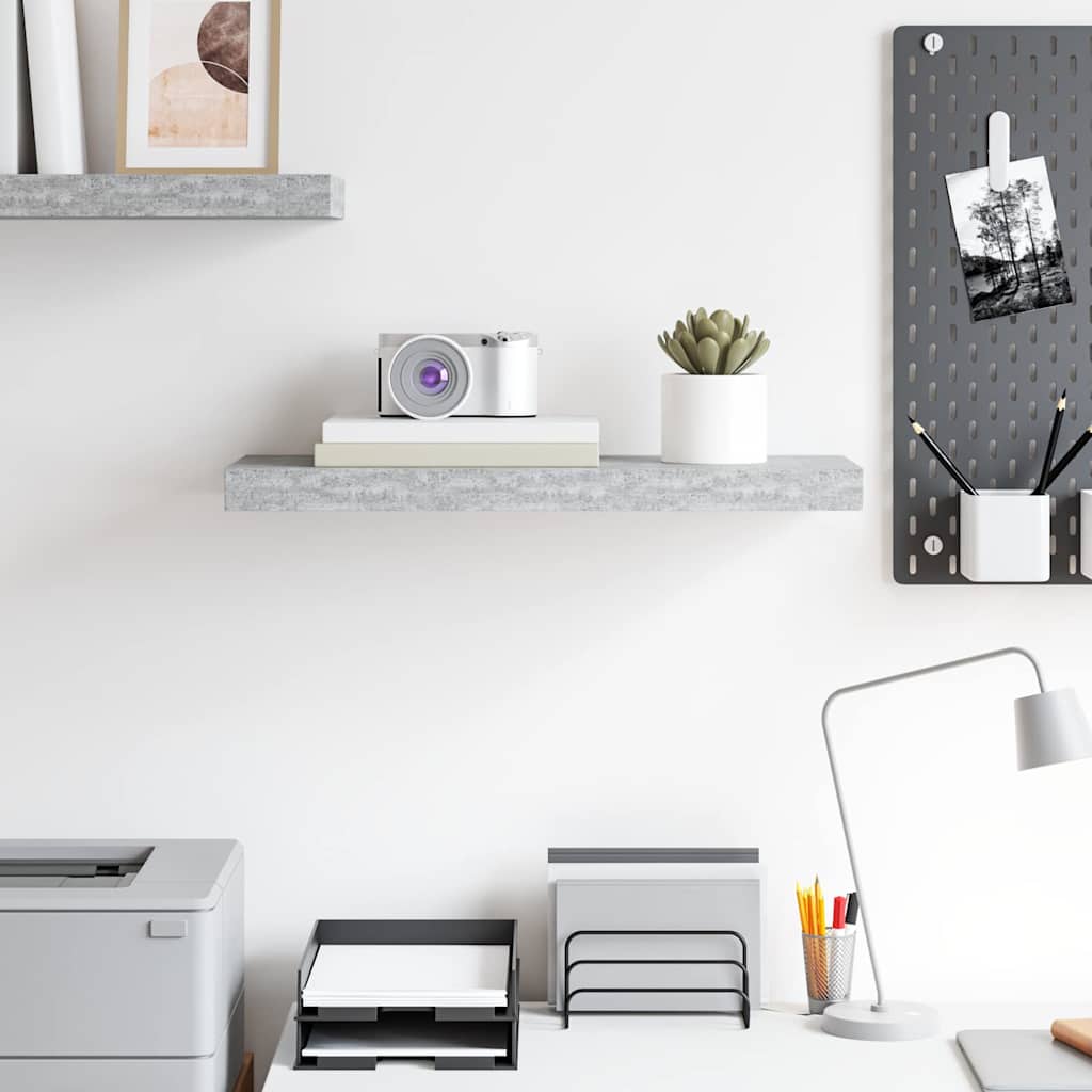 326597 vidaXL Floating Wall Shelf Concrete Grey 60x23,5x3,8 cm MDF