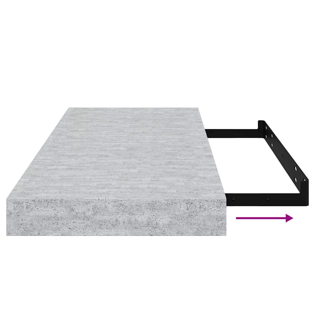 vidaXL Floating Wall Shelves 2 pcs Concrete Grey 60x23.5x3.8 cm MDF