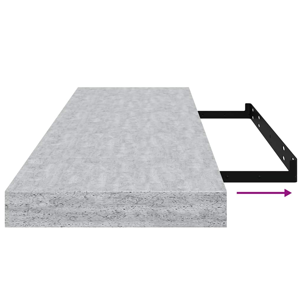 vidaXL Floating Wall Shelf Concrete Grey 80x23.5x3.8 cm MDF