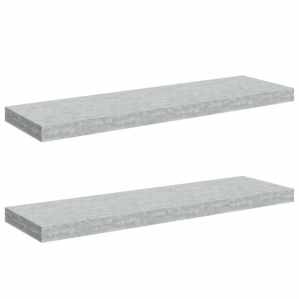 vidaXL Floating Wall Shelves 2 pcs Concrete Grey 80x23.5x3.8 cm MDF