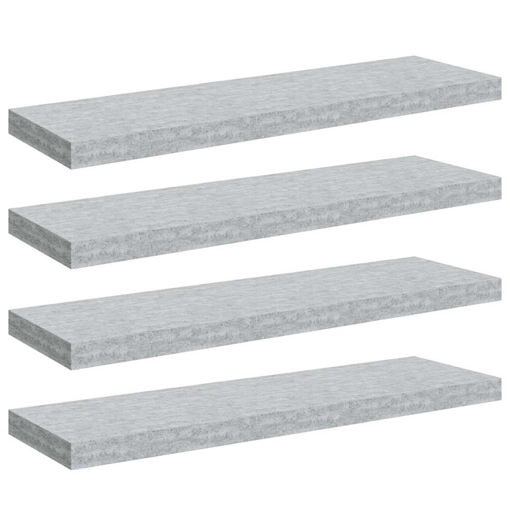 326602 vidaXL Floating Wall Shelves 4 pcs Concrete Grey 80x23,5x3,8 cm MDF