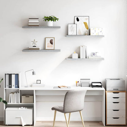 326602 vidaXL Floating Wall Shelves 4 pcs Concrete Grey 80x23,5x3,8 cm MDF