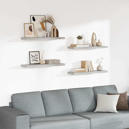 326602 vidaXL Floating Wall Shelves 4 pcs Concrete Grey 80x23,5x3,8 cm MDF