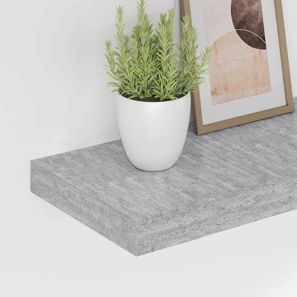 vidaXL Floating Wall Shelves 2 pcs Concrete Grey 90x23.5x3.8 cm MDF