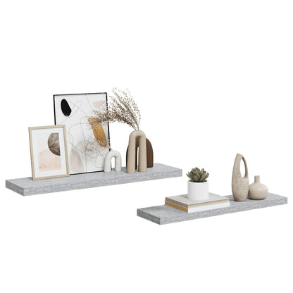 vidaXL Floating Wall Shelves 2 pcs Concrete Grey 90x23.5x3.8 cm MDF