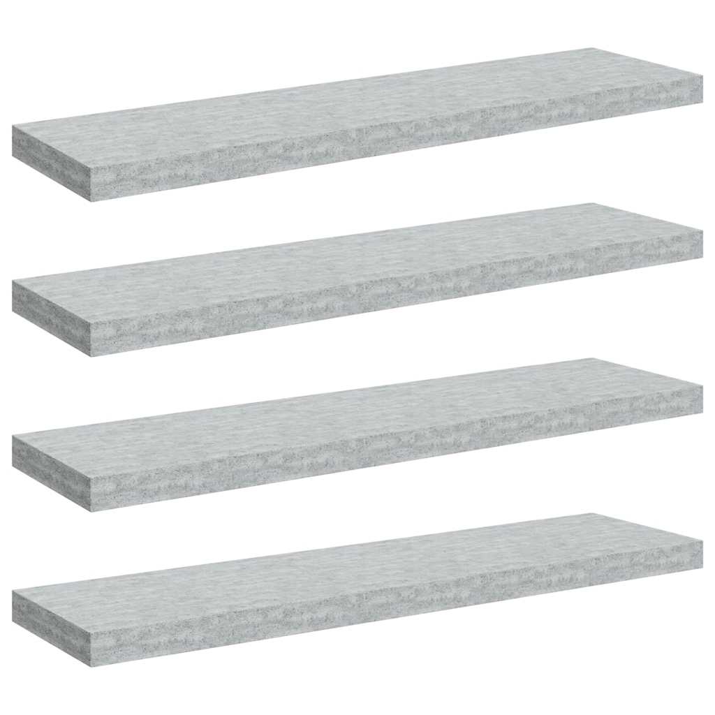 vidaXL Floating Wall Shelves 4 pcs Concrete Grey 90x23.5x3.8 cm MDF