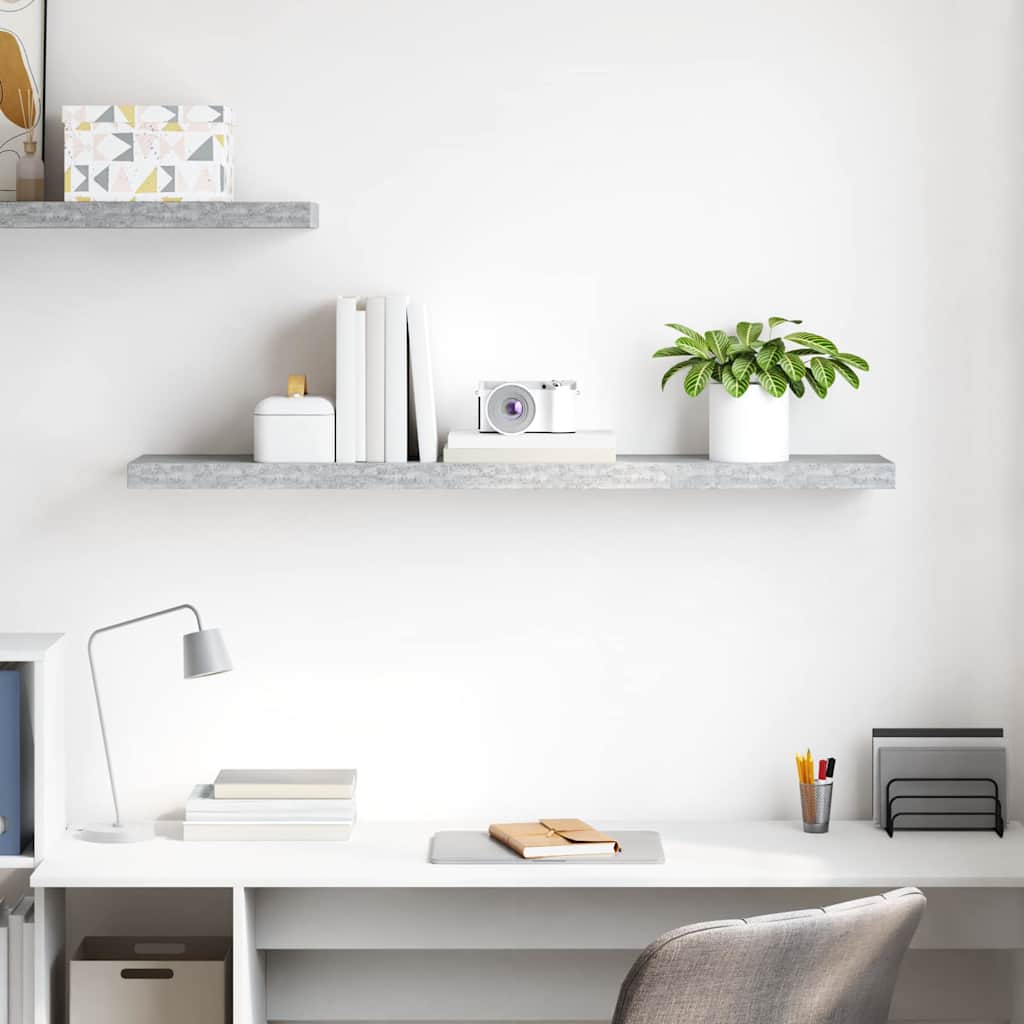 326606 vidaXL Floating Wall Shelf Concrete Grey 120x23,5x3,8 cm MDF